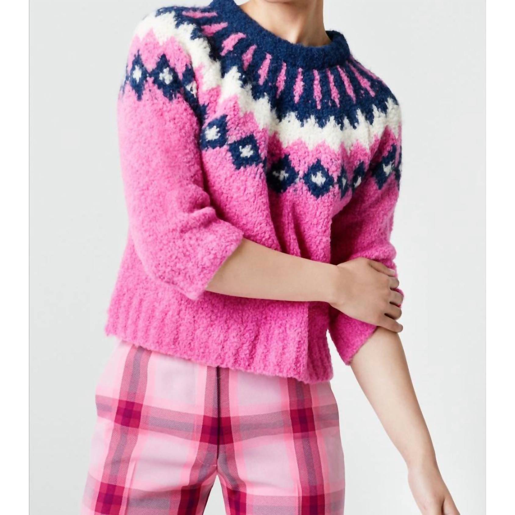 New Smythe Fair Isle Sweater In Pink Multi